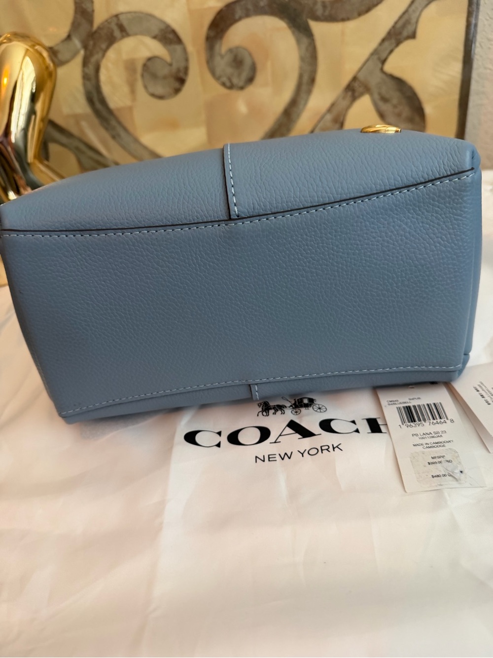 Coach Bluebell Lana 23 Pebbled Leather Satchel & Coach Blue heart Charm lot EUC - Picture 11 of 14